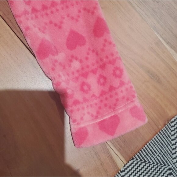 Cute Pink Cozy Bunny + Heart Print Fleece Robe - Picture 7 of 10